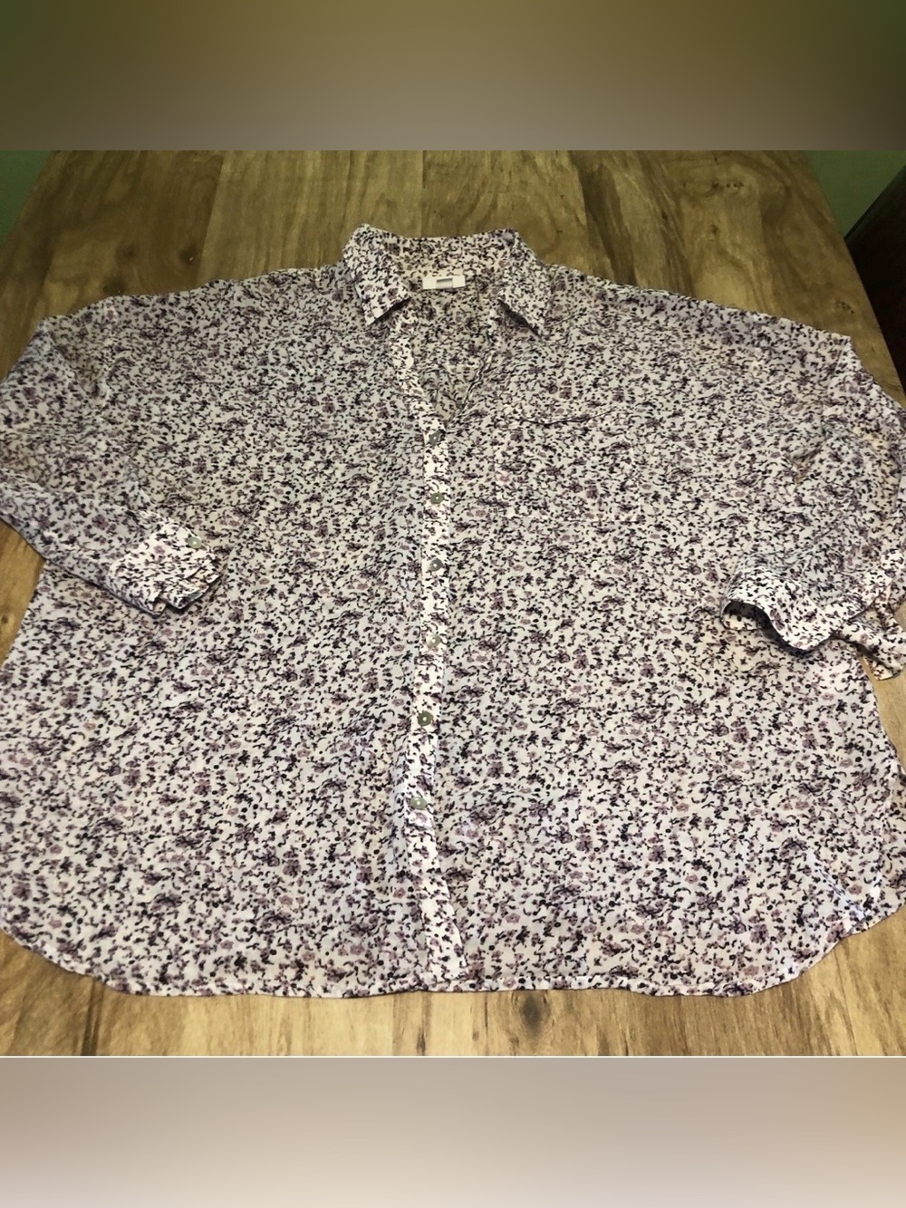 J. Jill White Pink Floral Lightweight Button Up 3/4 Sleeve Shirt Womens Size XL